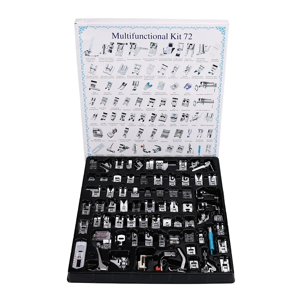 INNE 72Pcs/Set Sewing Machine Accessories Supplies Presser Foot Kit Set With Box Household For Brother Singer Stitch Tools