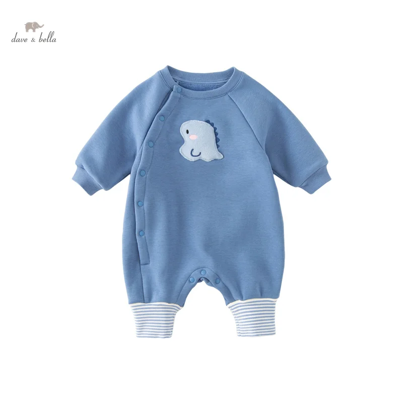 Dave Bella Baby Jumpsuit Creeper Bodysuit for Newborns 2023 Autumn Winter New Boys Girls Plush Romper Cartoon Lovely DB4237350 2