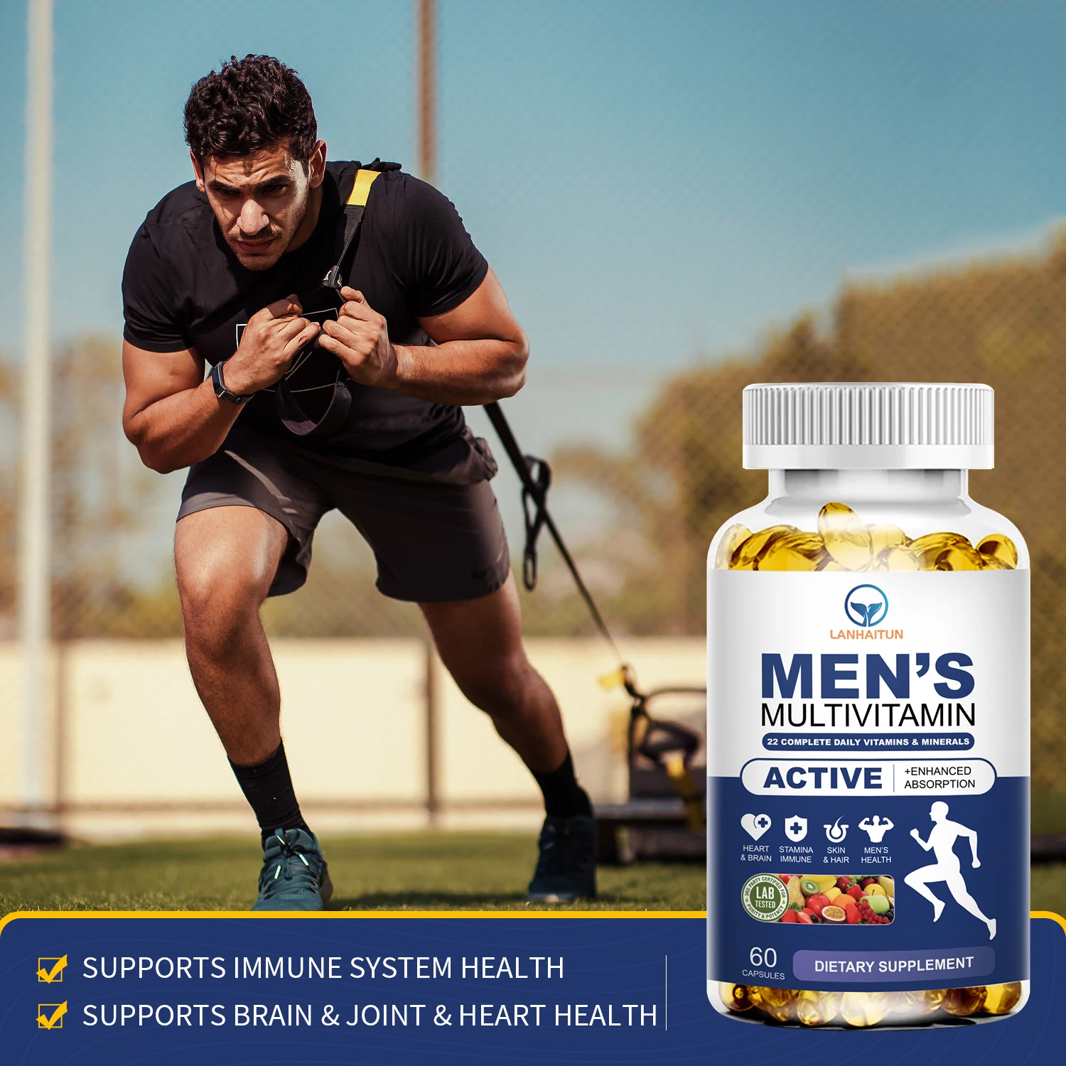 

LANHAITUN Men's Multivitamin and Mineral Supplements - 22 Combinations To Support Overall Immune Health, Provide Energy, Vegan