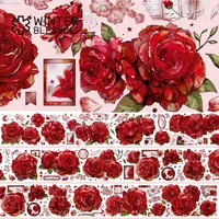 2m Laser PET Washi Tape Red Rose Transparent Roll Sticker Decorative Adhesive Tape For Scrapbooking Journal Aesthetic Stationery 2