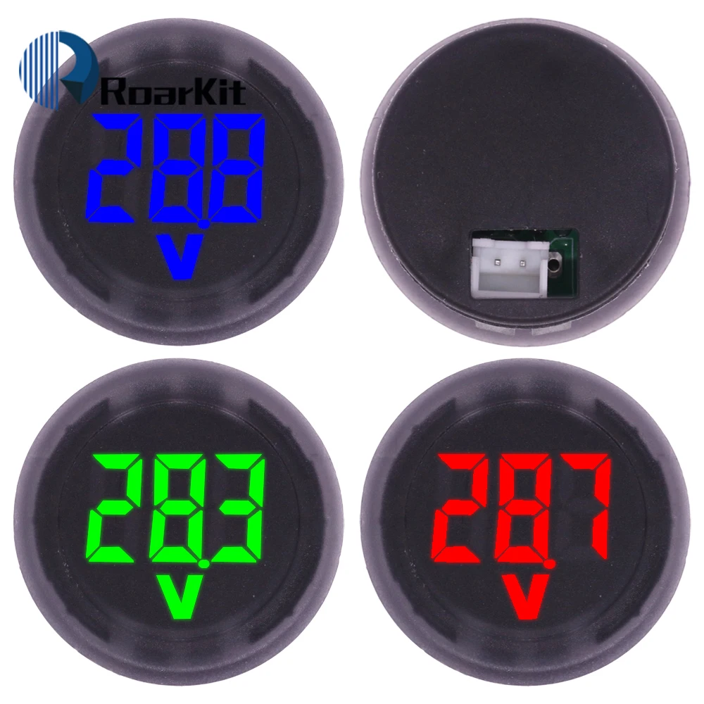 Round DC 4-100V LED Digital Display Circular Two-wire Voltmeter DC Digital Voltmeter Head Display Reverse Connection Protection