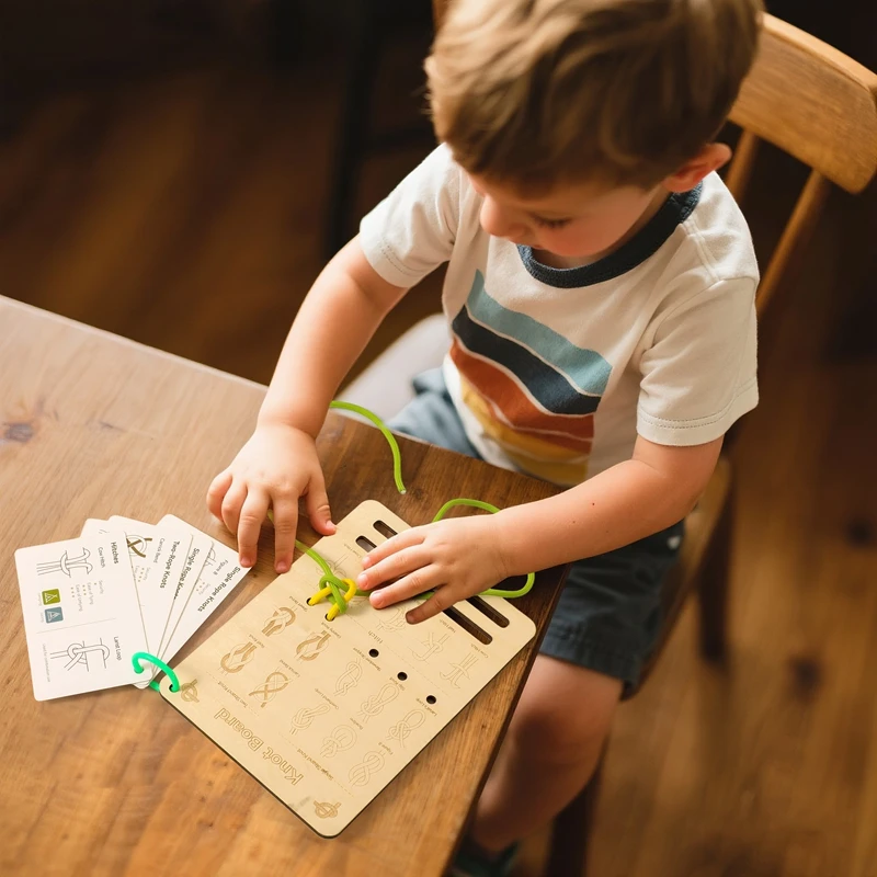 Knoten-Lern-Trainingsbrett, Knoten-Lern-Set, Lernspielzeug für Kinder, Geschenk für Kinder, Lebenskompetenzen-Training, fördert logisches Denken – Detail 8