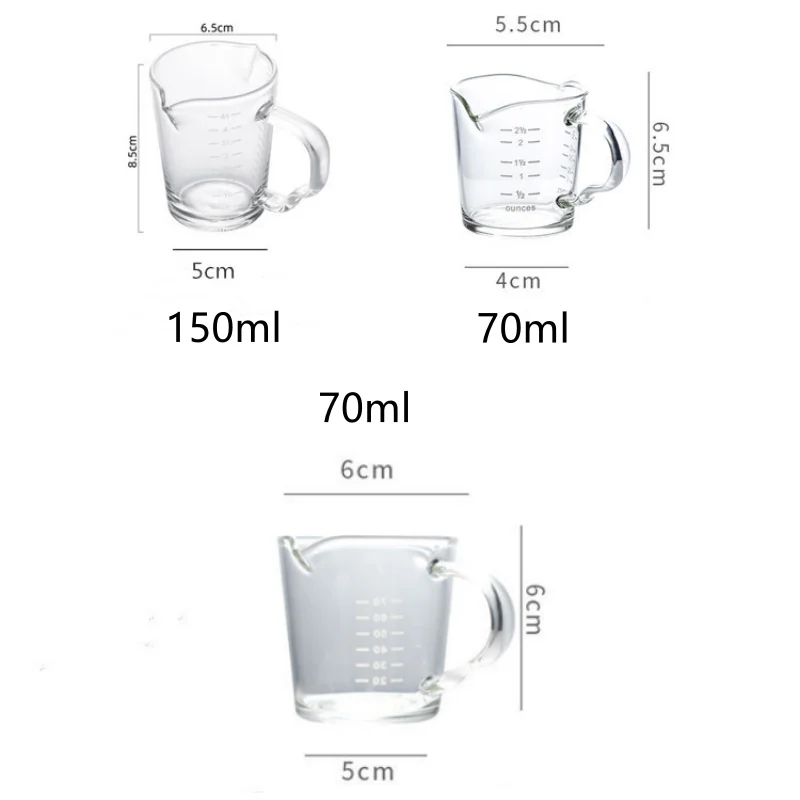 Description Picture 5 of item70/150ML Espresso Glass Cup Measuring Cup Milk Latte Jug Coffee Supplies Kitchen Dining & Bar Mug Drinkware Double Thick Bottom