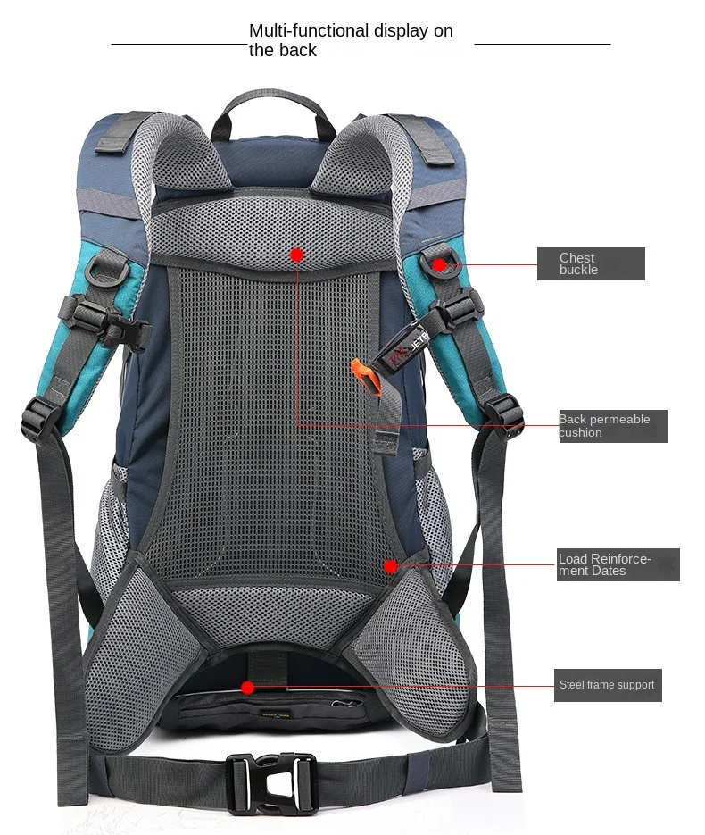 Breathable and Waterproof Outdoor Sports Backpack 50 liters Men and Women Shoulder Large Capacity Mountaineering Hiking Backpack 6