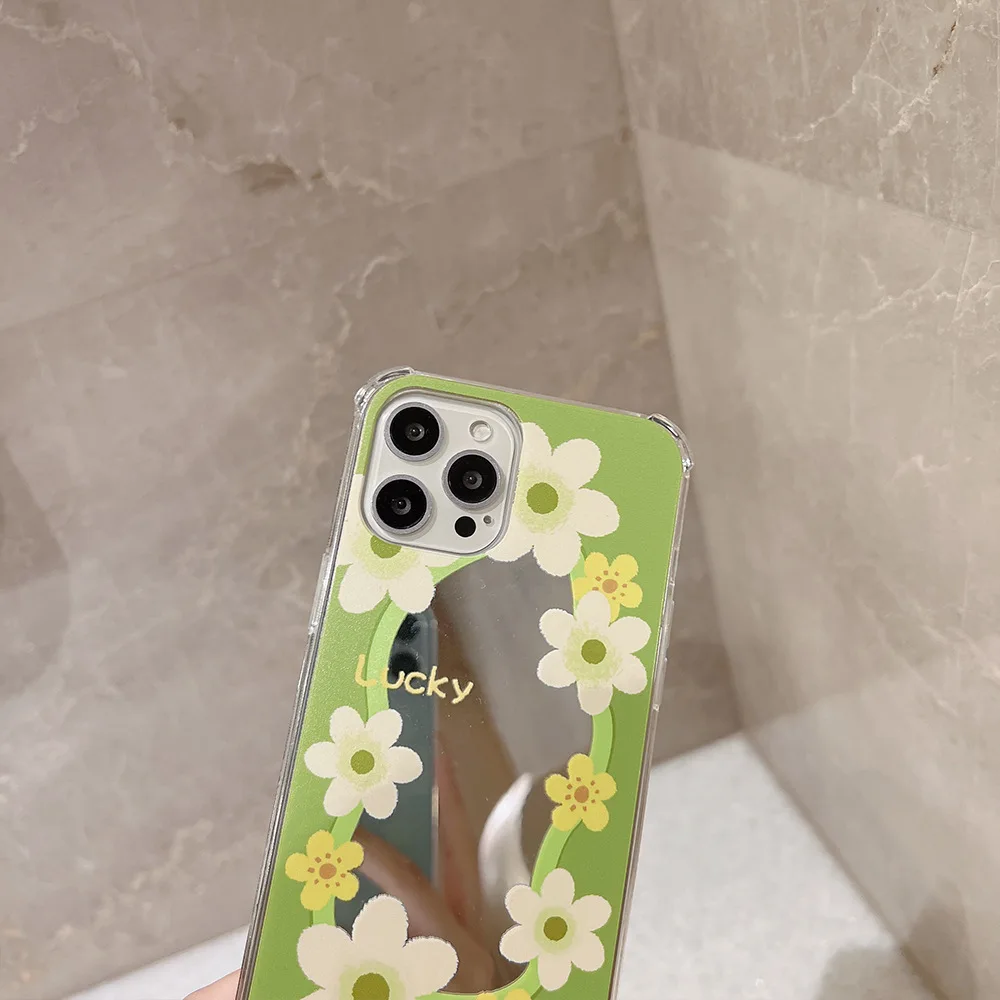 z flip3 case For Phone case Cute flower pattern mirror phone case For iphone 11 12 13Pro Max X XS Max 7Plus 8Plus For iphone 12 phone case galaxy flip3 case