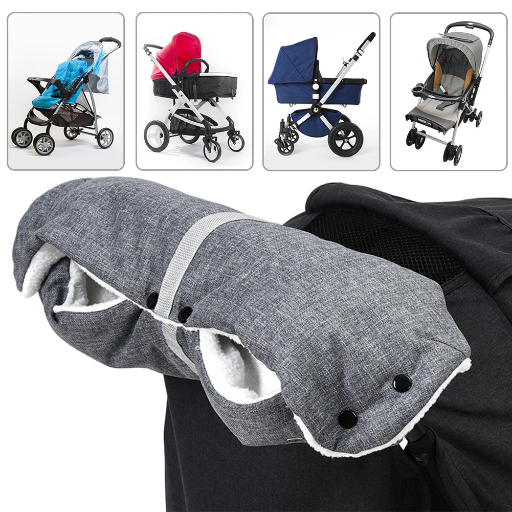 Winter Pram Hand Muff Fur Fleece Stroller Mitten Winter Warm Gloves Thicken Pram Hand Muff Mitten Windproof Stroller Accessories