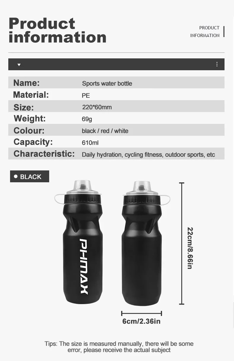 Description Picture 3 of itemPHAMX 610ML Bicycle Water Bottle Large Capacity Sports Bottle Riding Kettle Leak Proof Drinking MTB Road Bike Water Bottles