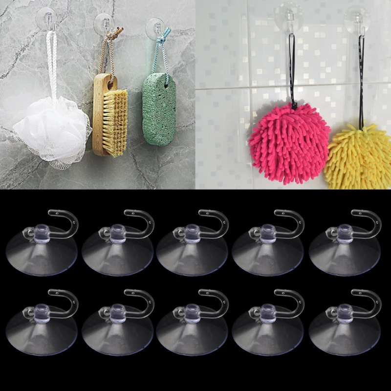 Suction Cup Hooks 10Pcs Glass Window Wall Dormitory Closet Storage