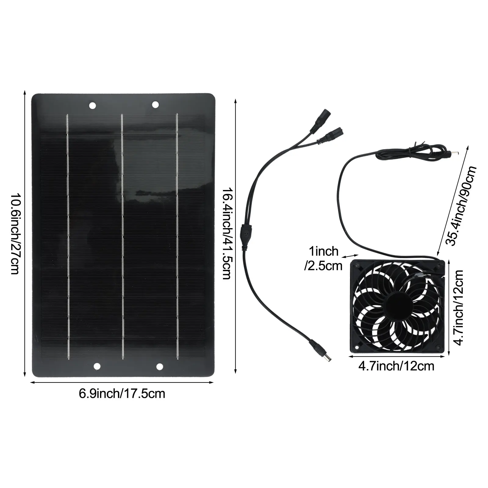 Description Picture 4 of item7pcs/set 40W Solar Panel Fan Solar Powered Exhaust Fan Greenhouse Pet House Cooling-Fan Household Ventilation Equipment Tool Kit