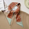 Luna&Dolphin Women Spring Skinny Long Scarf Red Geometry Letter Checkerboard Print Chiffon Silk Tie Bag Ribbon Headband Choker 6