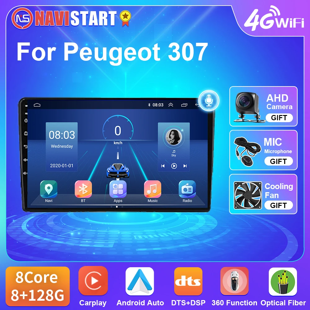 Autoradio GPS Android 10.0 Peugeot 307, autoradio-boutique