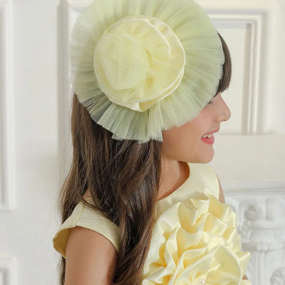 Yellow Flower Girl Dresses Baby for Wedding 3D Floral Knee Length Baby Kids Formal Wear for Photoshoot First Communion Gowns 5