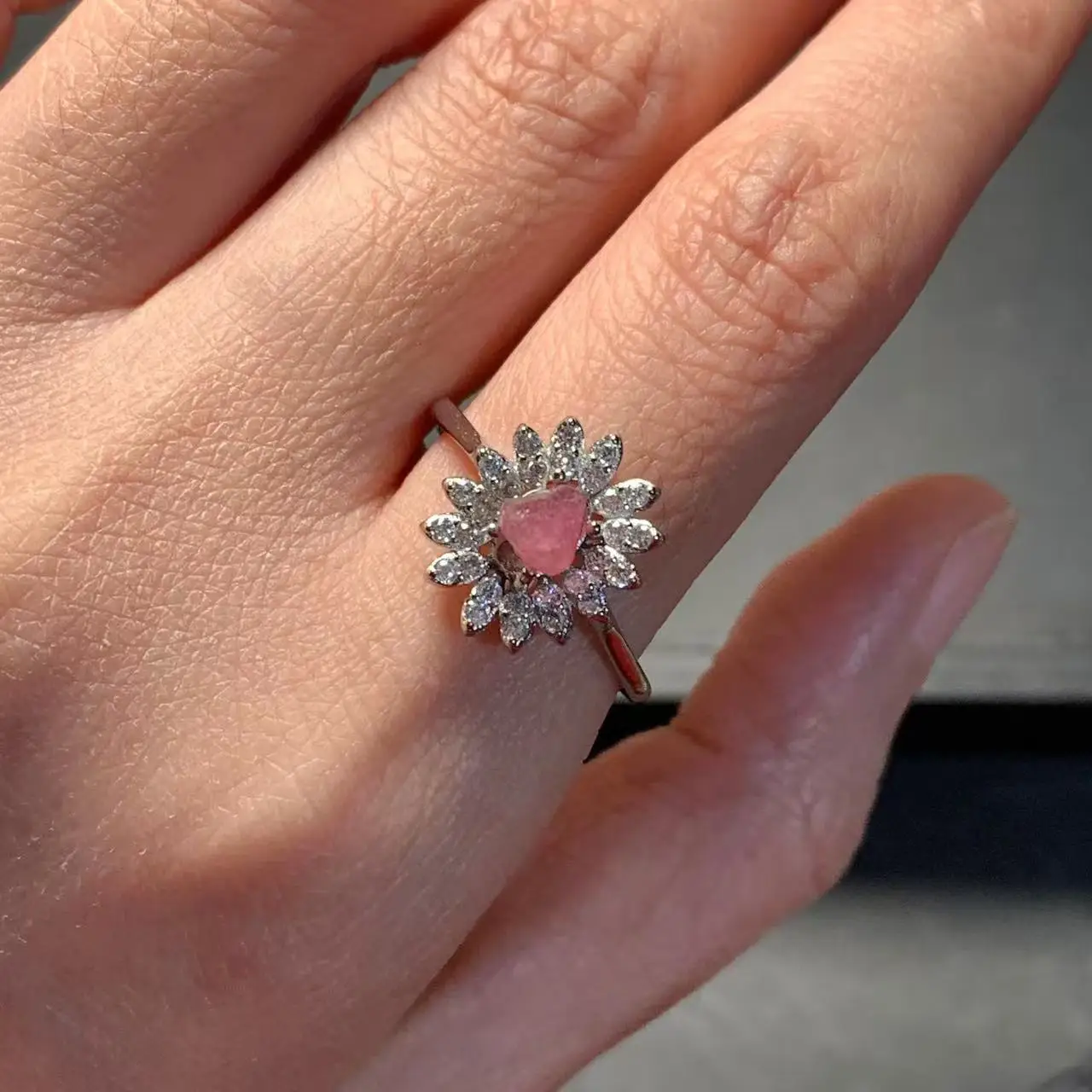 Natural PINK Tourmaline Ring Adjustable Female Ring Jewelry for Women Gift Wholesale High Quality Vintage Fine