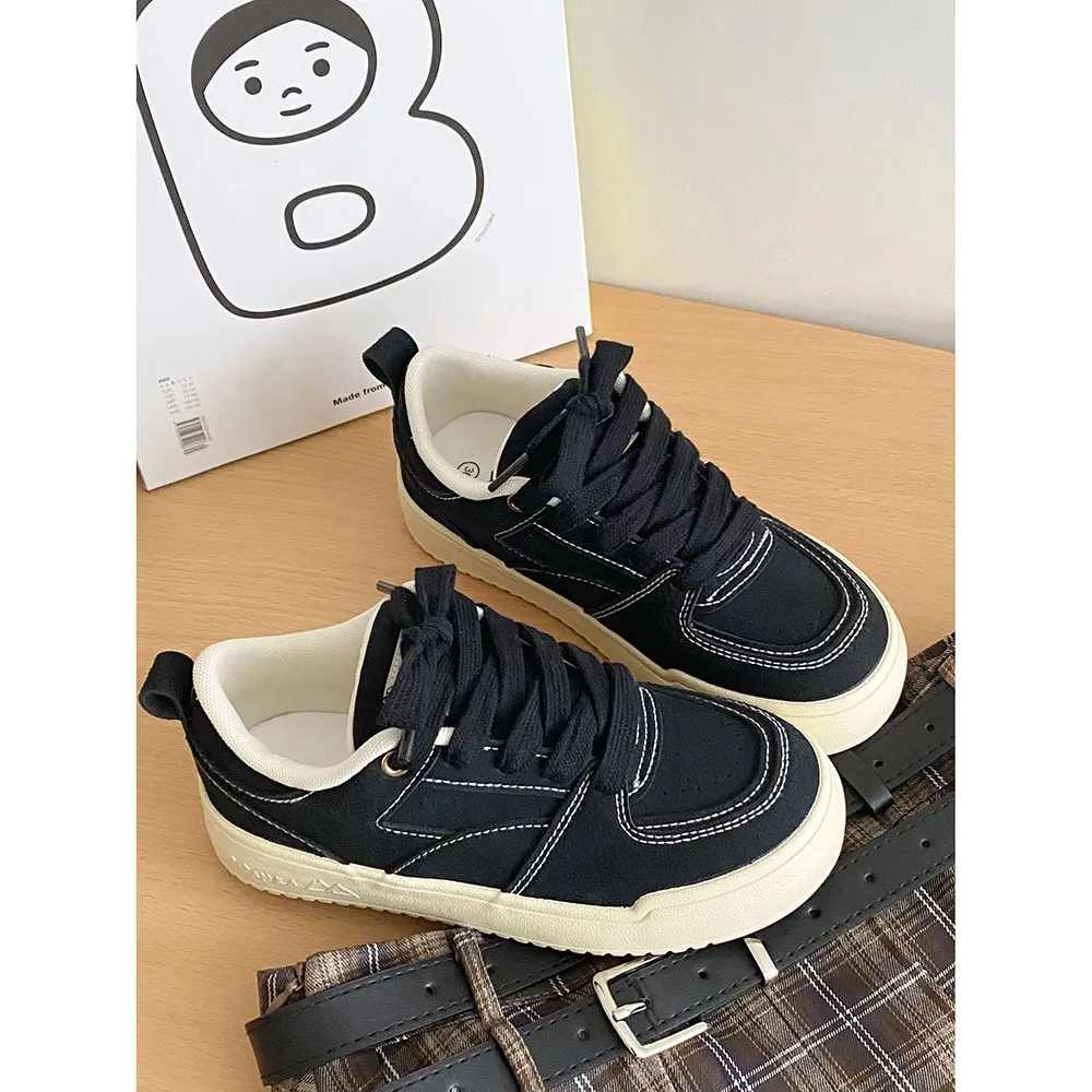 2024 New Spring Thick Sole Women Board Shoes Wine Red Canvas Shoes Women Shoes Lace up Fashion Mixed Color Sports Shoes 24-161