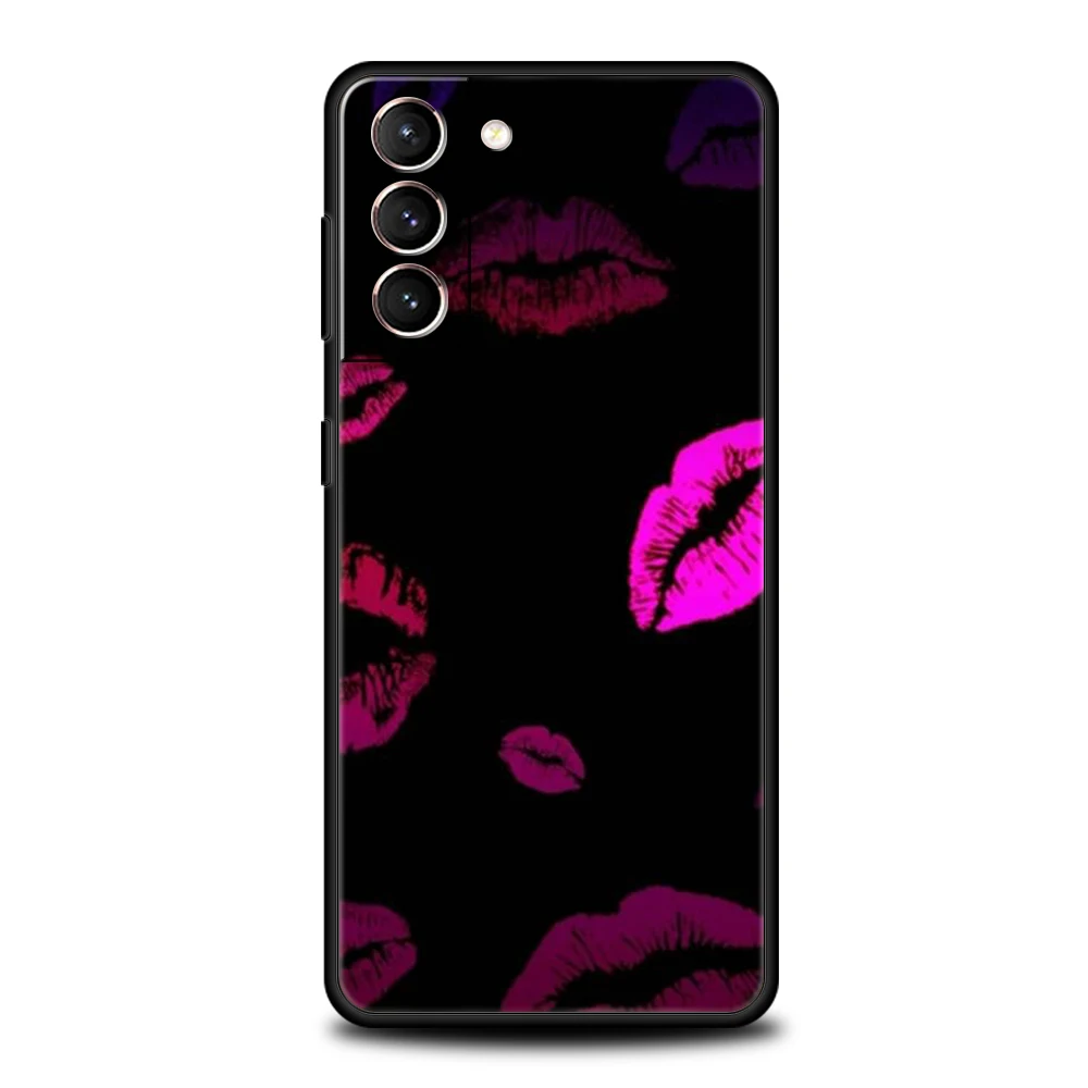 Sexy Girl Red Lips Kiss Hülle für Samsung Galaxy S24 S23 S22 S20 S21 FE Ultra S24 S23 S10 S10E S9 S8 Plus 5G Silikon Handyhülle – Detail 2