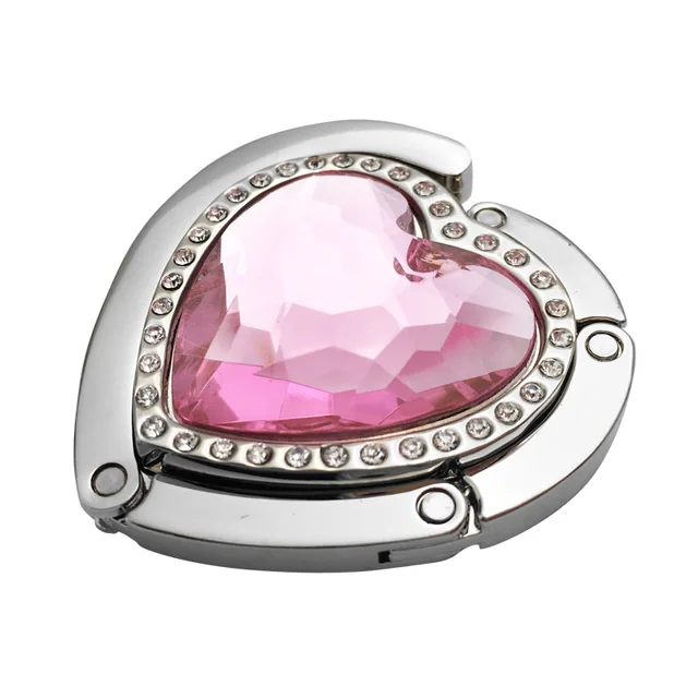 Összecsukható Kristály Szív Alakú Kézitáska Horgok Asztal Oldalsó Horog Hordozható Fém Eltávolítható Többcélú Táska Kiegészítők - Image 4