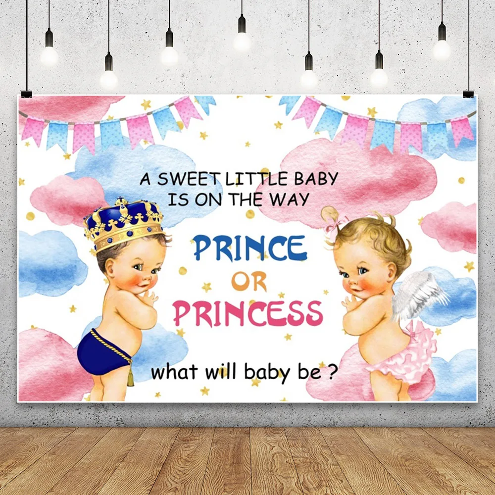 Laeacco Gender Reveal Background Balloon Baby Shower Party Newborn Boy Or Girl Poster Dot Photography Backdrop photo backdrop