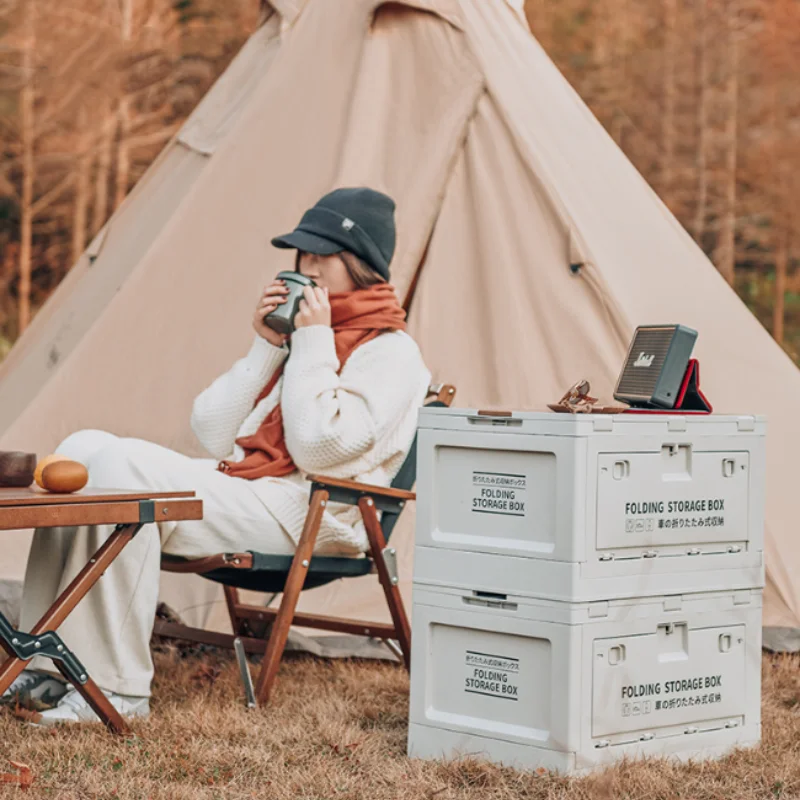 Outdoor Camping Falt schachtel mit Holzdeckel Auto Aufbewahrung sbox  Lebensmittel Organizer Behälter für Haushalt große Kapazität Aufbewahrung  sbox - AliExpress