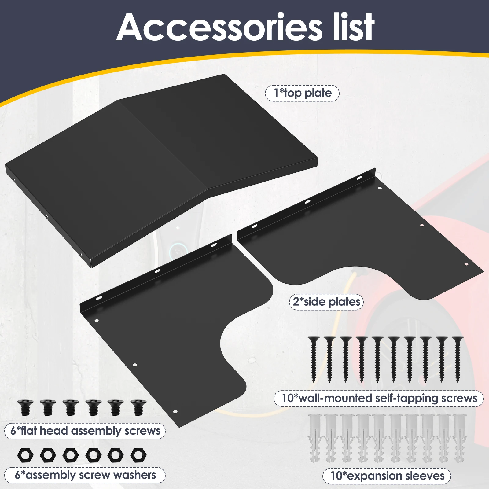 EV Charger Protective Cover Metal Electric Vehicle Charger Protective Roof Charging Post Roof with Installation Accessories Easy