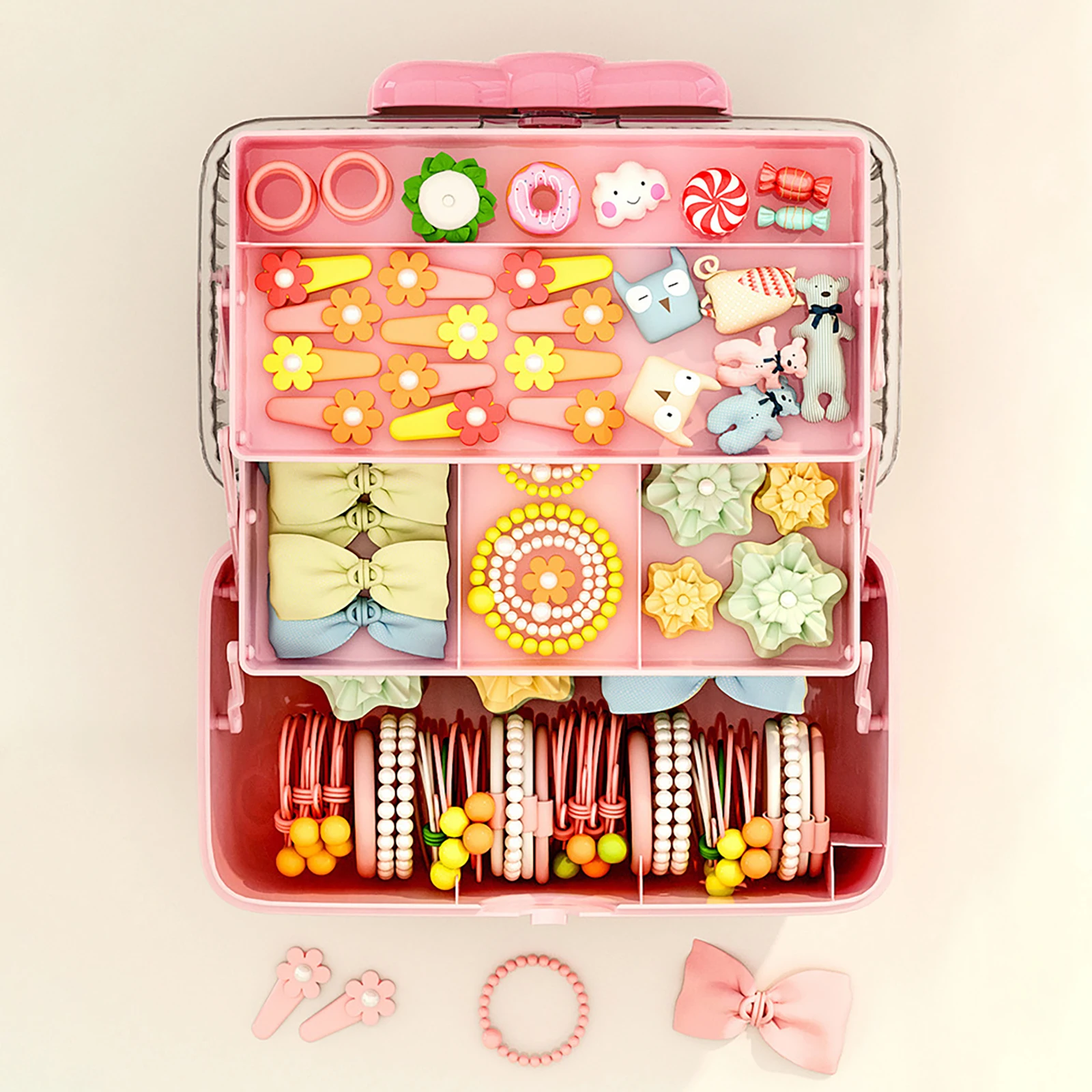 Multi-layer Hairpin Organizer Cute Girl Jewelry Case Head Rope Headband  Display Rack Children's Hair Accessories Storage Box - AliExpress