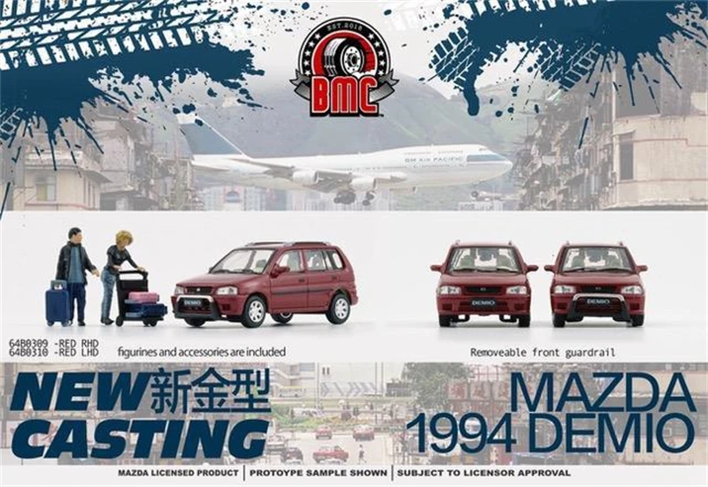 

BM Creations 1:64 Mazda 1994 Demio Red/Silver with figure LHD Die-Cast Car Model Collection Miniature
