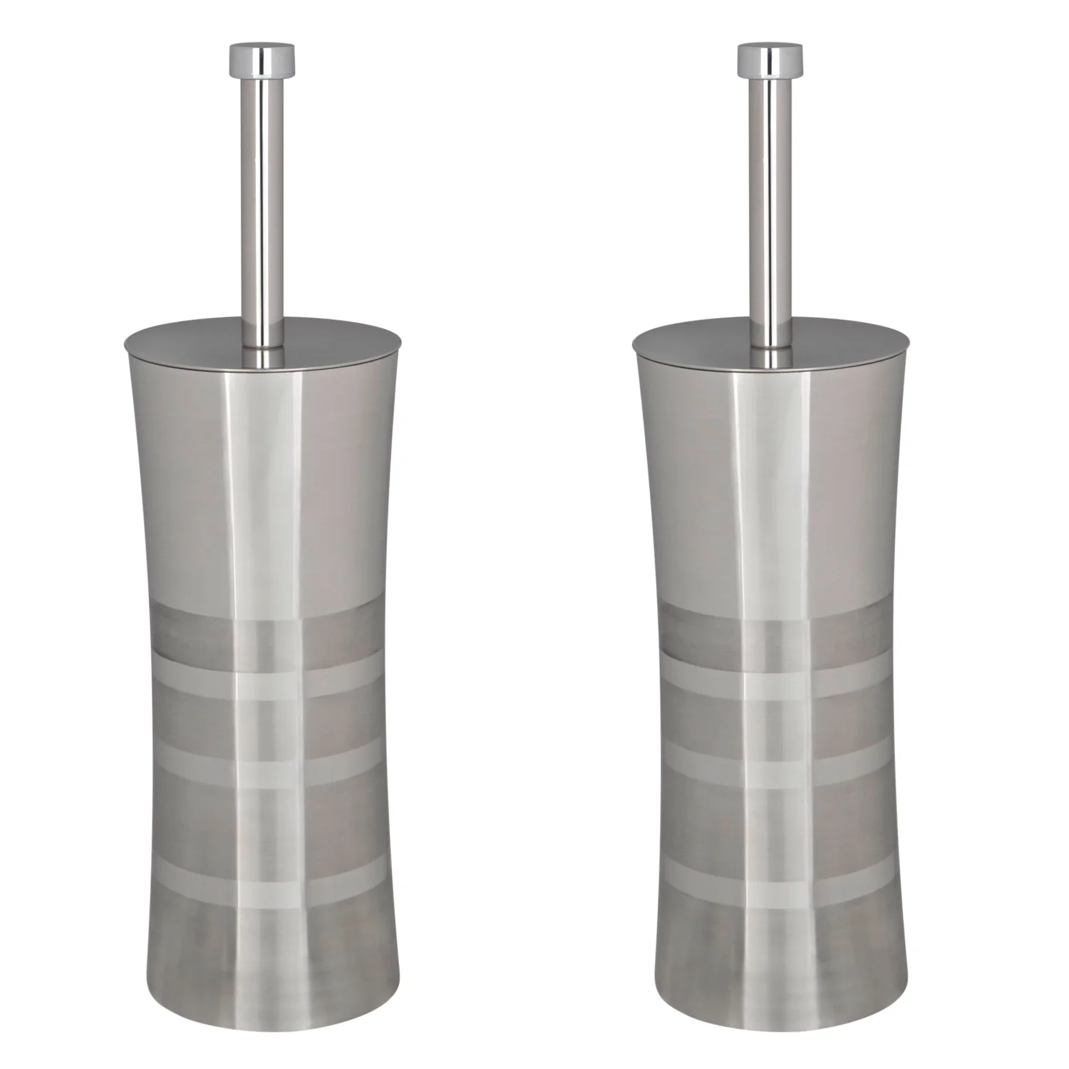 

2 Pack Stainless Steel Toilet Brush and Holder in Two Tone