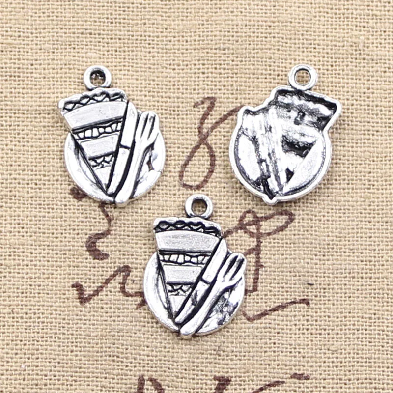 매력 조각 파이 케이크 포크 20x14mm 골동품 실버 컬러 펜던트 DIYCrafts 만들기 결과 수제 티베트어 보석, 20 개