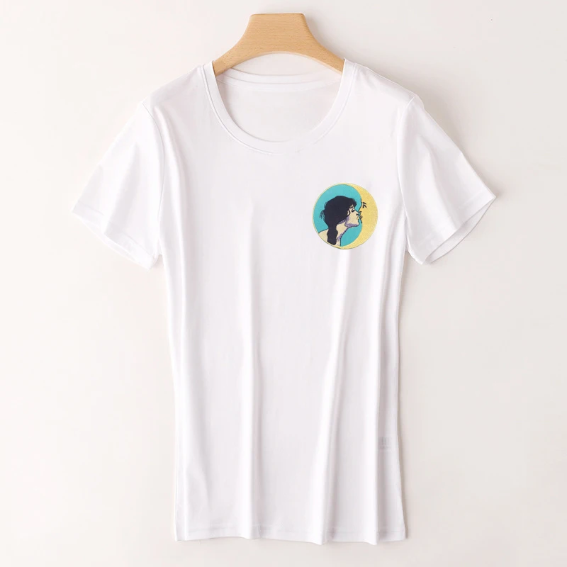 

Kiss Of The Moon Print Tees Style Streetwear Short Sleeve All-match Vintage Top Men Unisex Clothing Fashion