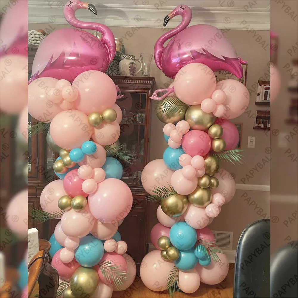 

100 шт., латексные воздушные шары с короной и ручкой фламинго