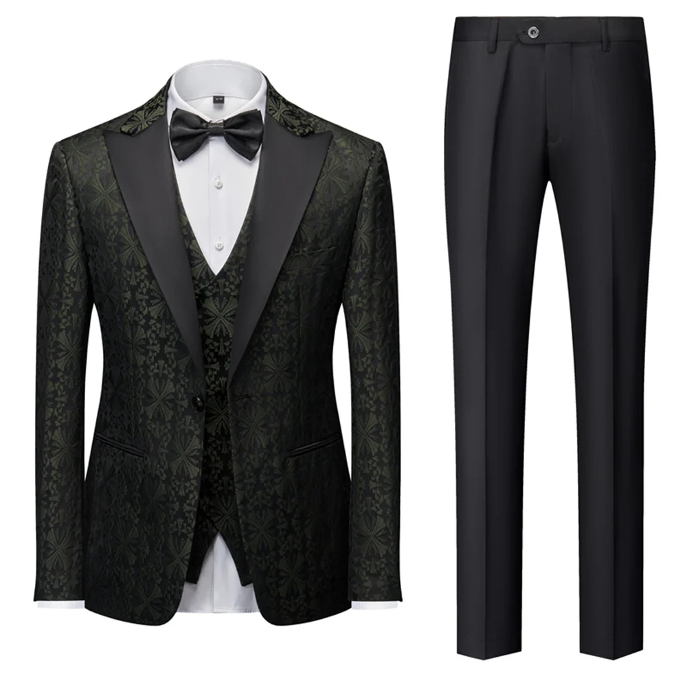 Full Men's Suit 2023 New in Slim Fit Business Casual Blazer Pants Vest 3 Pieces Sets Formal Party Evening Wedding Suits for Men