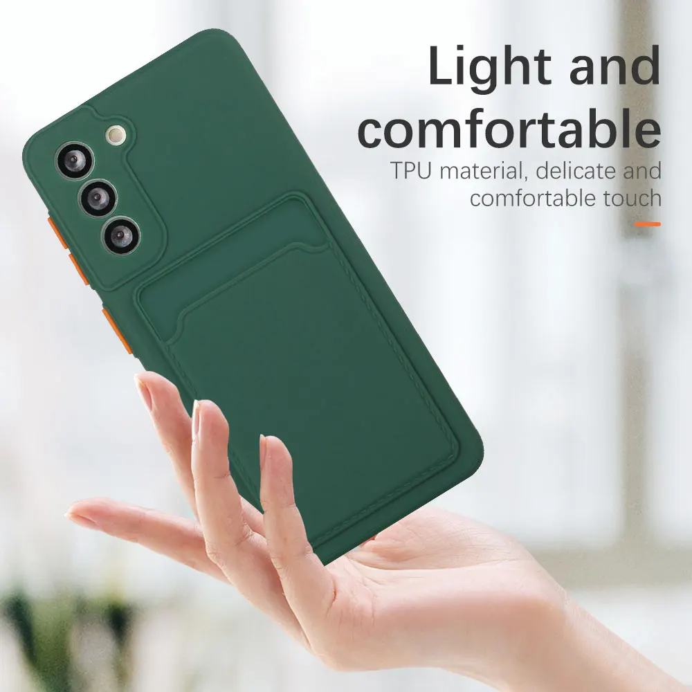 Phone Case Card Slot Bag Holder For Samsung Galaxy S24 S23 S22 S21 S20 Plus FE Note 20 Ultra Bumper Wallet Soft Shockproof Cover