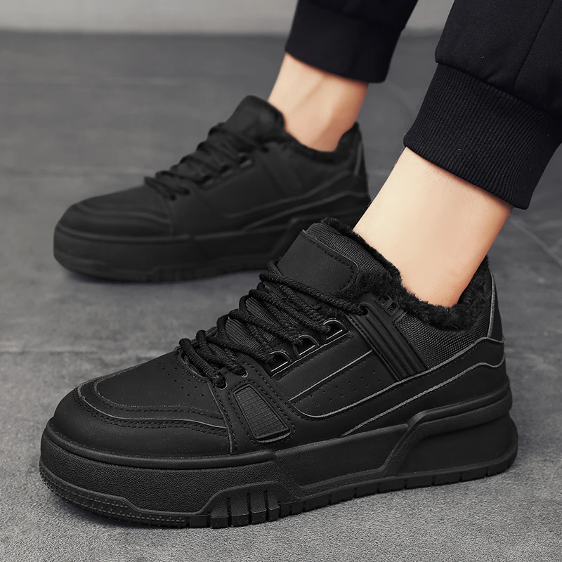 

Fujeak Leather Cotton Shoes Warm Waterproof Men's Shoes Winter Outdoor Walking Shoes Casual Vulcanized Shoes Non-slip Sneaker
