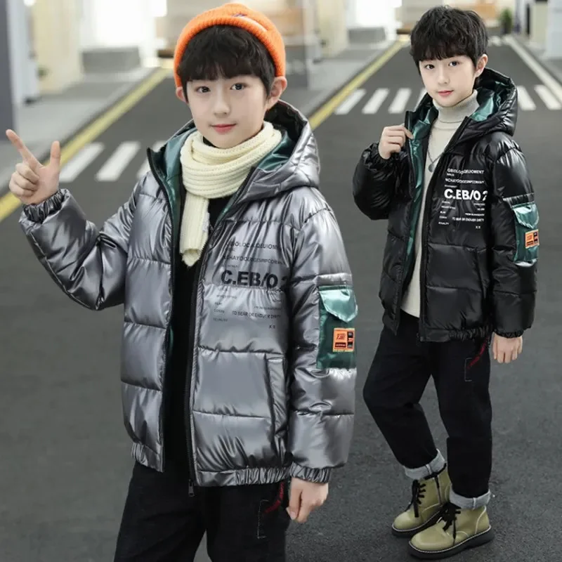 

Children Clothes Boy Padded Jacket Parkas Coat 2023 New Fashion Casual Hooded Letter Print High Quality Thick Warm Outerwear