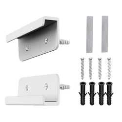 Universal Wall Mounted Tablet Stand Holder, Adhesive or Screw Installation, 2 Pack (White)