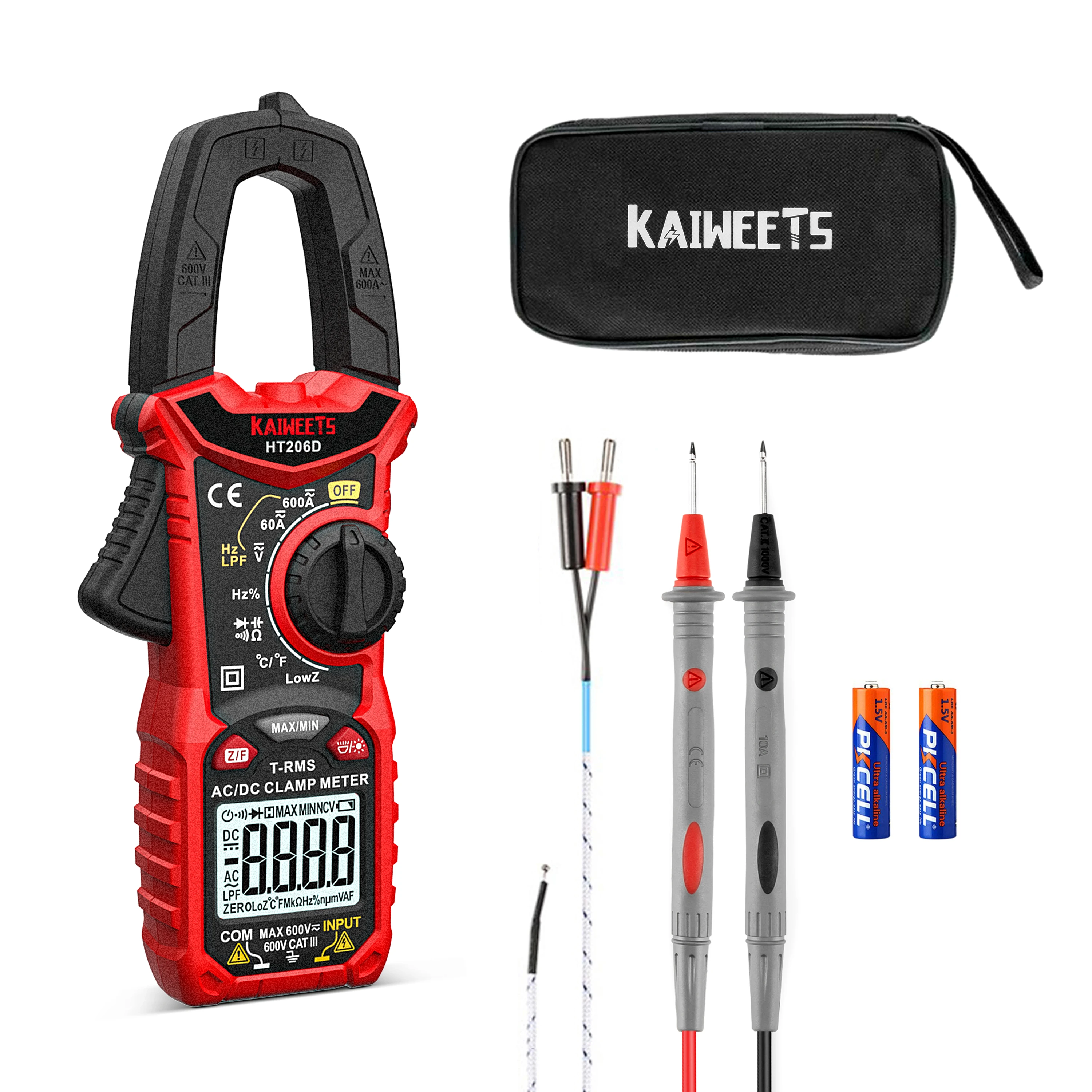 KAIWEETSHT206DDigitalClampMeter6000CountsVoltage1000VACDC