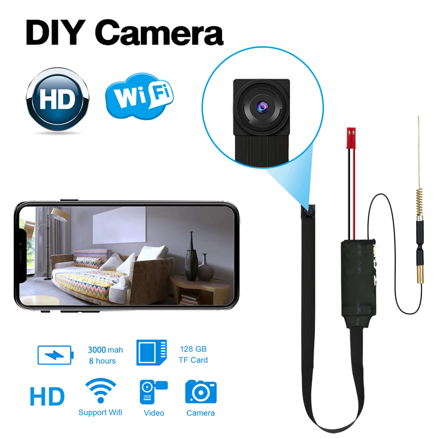 Wifi Camera DIY Portable Mini Camara Espia Wifi 4K Micro Camcorder P2P  Wireless Webcam Video Recorder Home Security Nanny Camera - AliExpress
