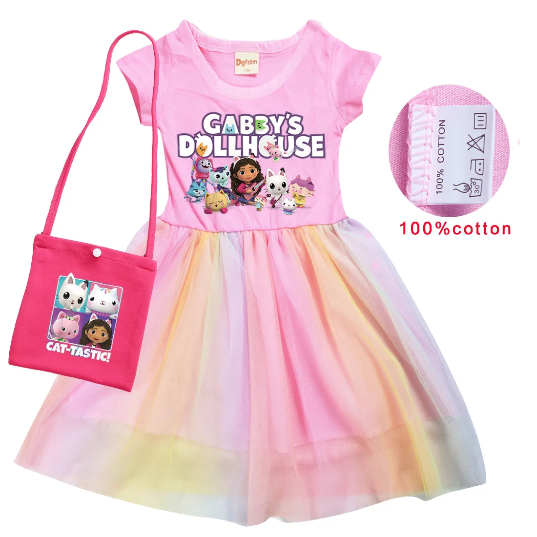 Gabbys Puppenhaus Mädchen Katze Tastic Cosplay Kostüme Mädchen Kleider Tasche Kawaii Kinder Prinzessin Kleid Geburtstags feier Kostüm mit Tasche