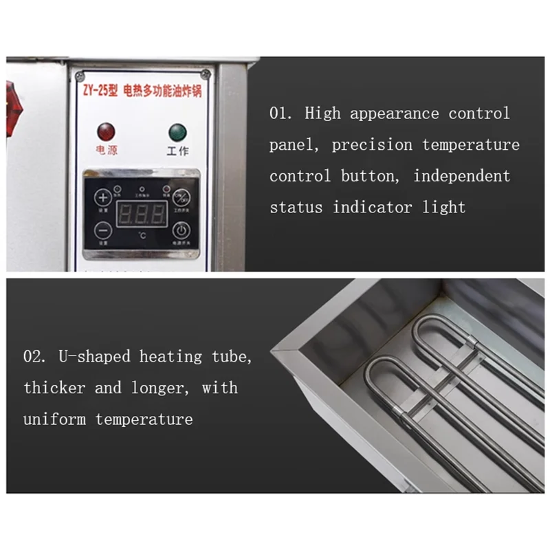 Household Double Cylinder Deep Fryer Electric French Fries Frying Machine 12L/25L Industrial Deep Fryer 6