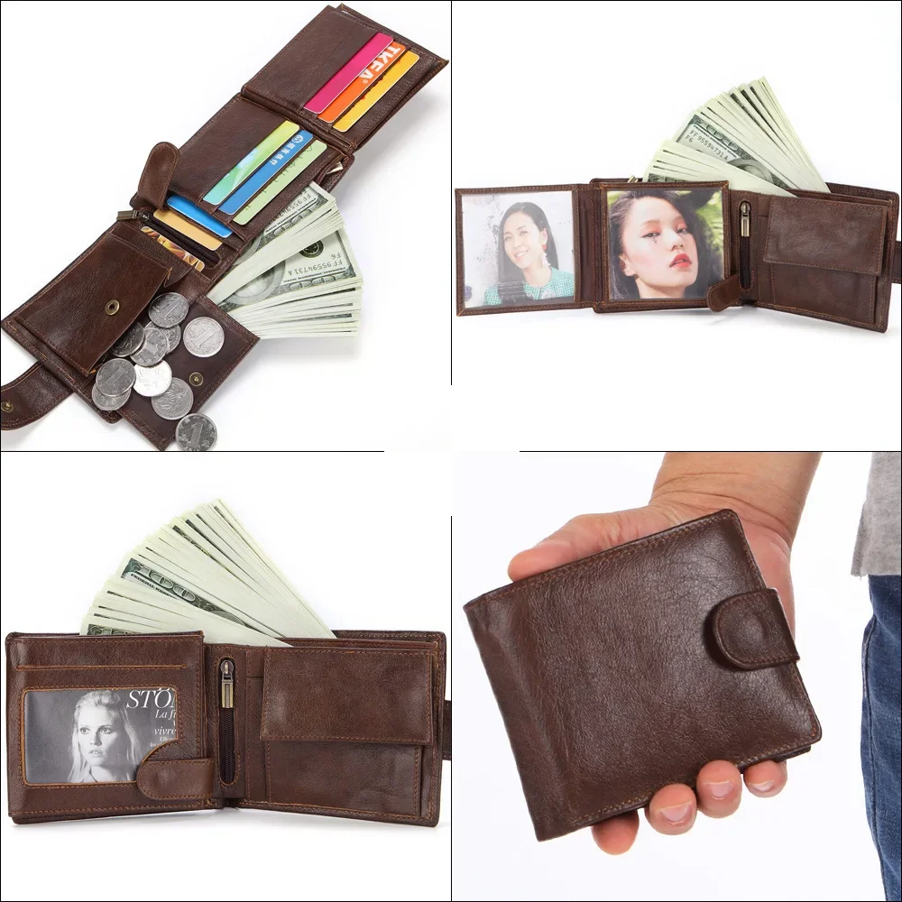 2024 New Vintage Business Men's Wallets Cow Genuine Leather Short Wallet Men Quality Male Cash Purses Clutch Boy Casual Wallets 4
