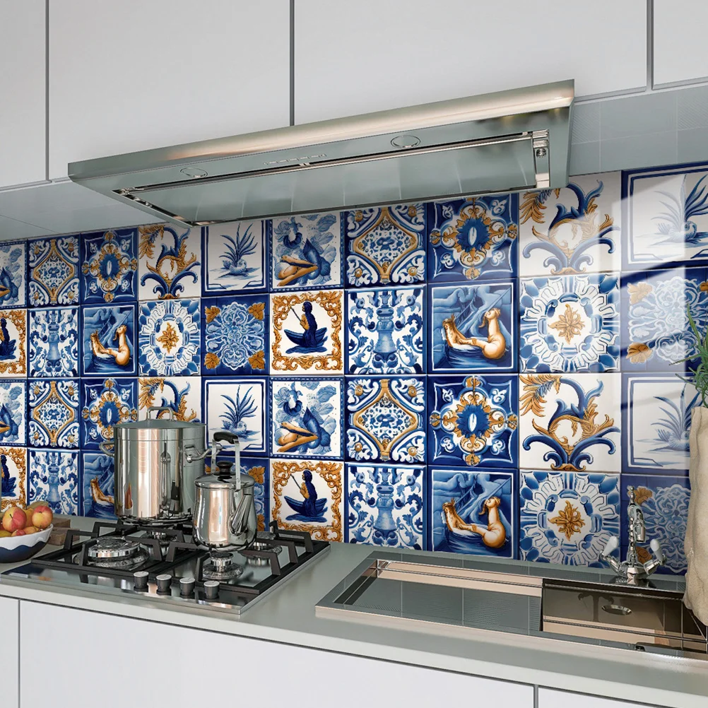 

10 PCS Moroccan Wall Stickers Decor Peel And Tile Decals Paste Morocco Style For Bathroom Sticky Kitchen Pvc Decorative