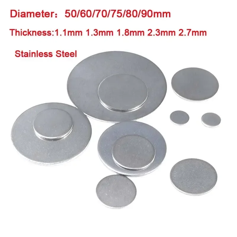 

1pcs Diameter 50/60/70/75/80/90mm 304 Stainless Steel Round Plate Disc Solid Circular Sheet Round Disk Thick 1.1/1.3/1.8/2.7mm