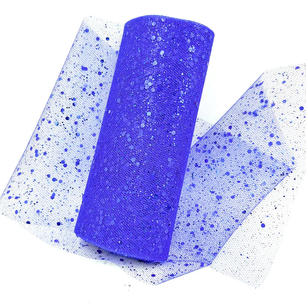 Rainbow Glitter Sequin Tulle Fabric Roll - 6in x 10 Yards for Crafting and Decoration