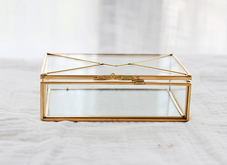 Creative Nordic style Retro Jewelry display Glass box Transparent envelope Glass jewelry box Desktop tissue storage box 4