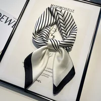 Luxury Brand Silk Square Scarf Women D Letter Hair Tie Band Beach Hijab Kerchief Head Headbands Bandana Female Foulard 70*70cm 4