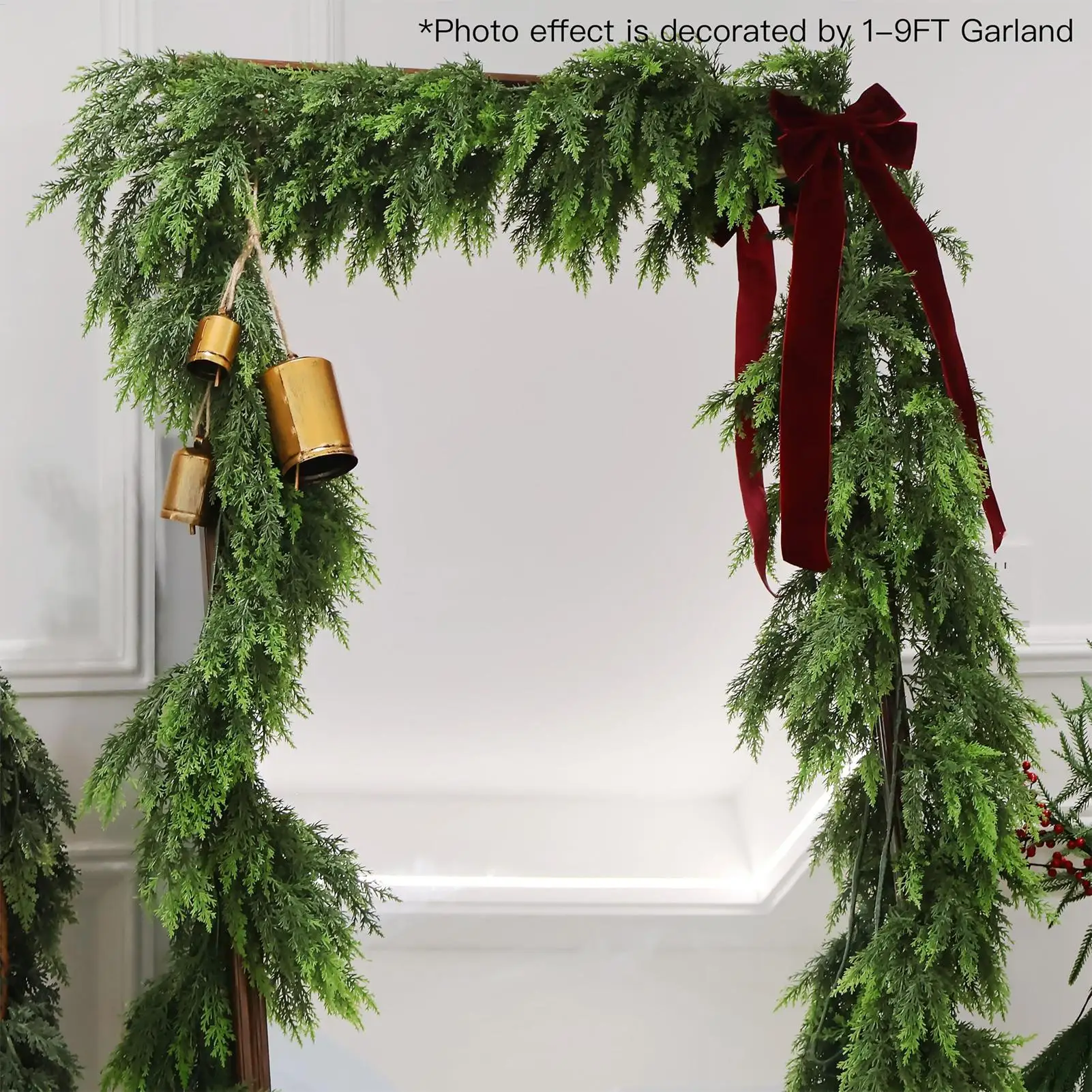 Künstlicher, dichter Weihnachtsranken-Kranz, gefälschter Zederkranz, Weihnachts-Rattan-Girlande, Kamine, Tisch, Veranda, Weihnachtsdekoration – Detail 10