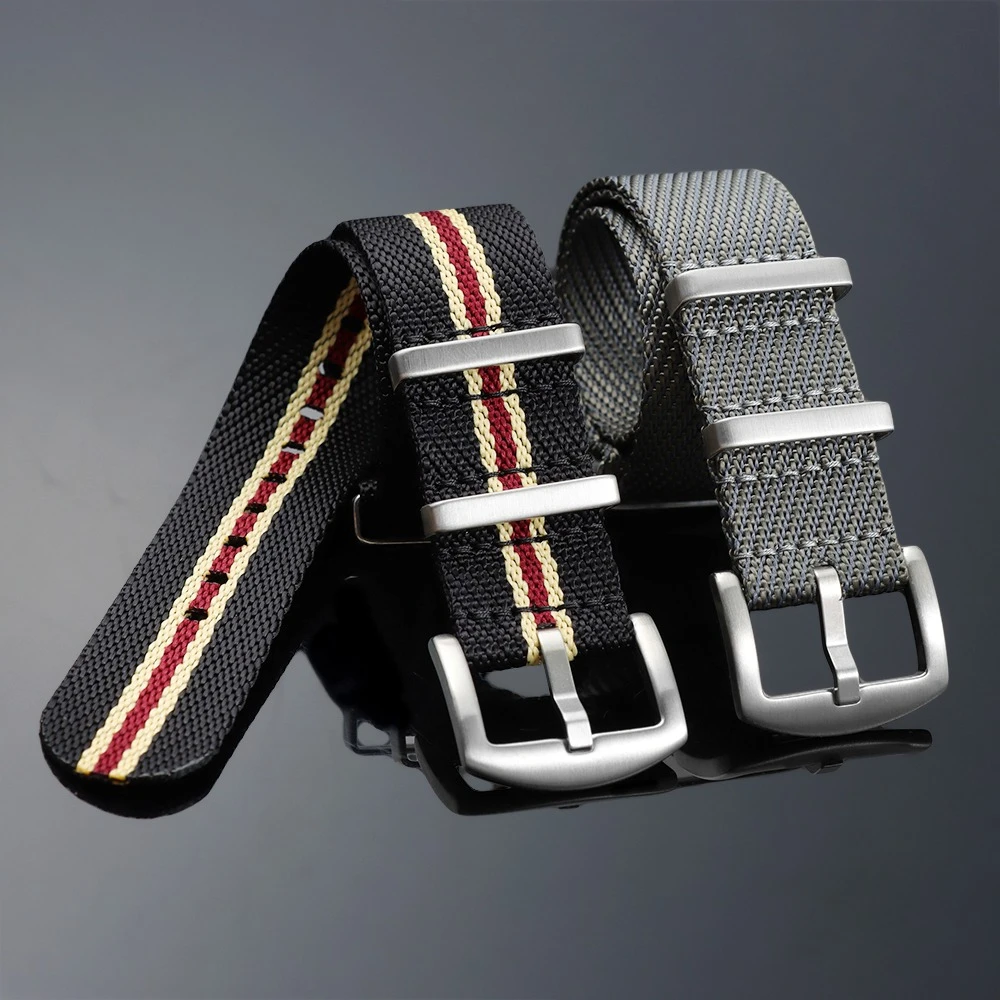 Enhanced Premium Ribbed Nylon Watch Band - Army Green Sport Fabric Bracelet