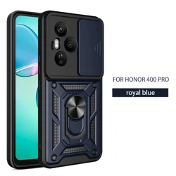 Armored Protective Phone Case with Magnetic Ring and Camera Guard for HONOR 400 Pro (Blue)