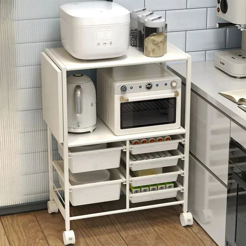 Kitchen Trolley Microwave Oven Storage Rack Tanding Coffee Machine Mobile Dining Cabinet Living Room Snack Storage Cabinet