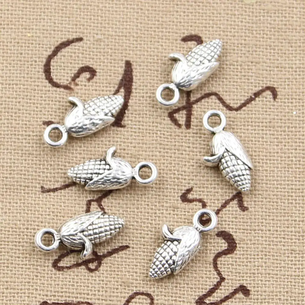 30pcs Charms Mais Auf Die Cob Ohren 15x12mm Antike Silber Farbe Überzogen Anhänger, Die DIY Handgemachten tibetischen Silber Farbe Schmuck