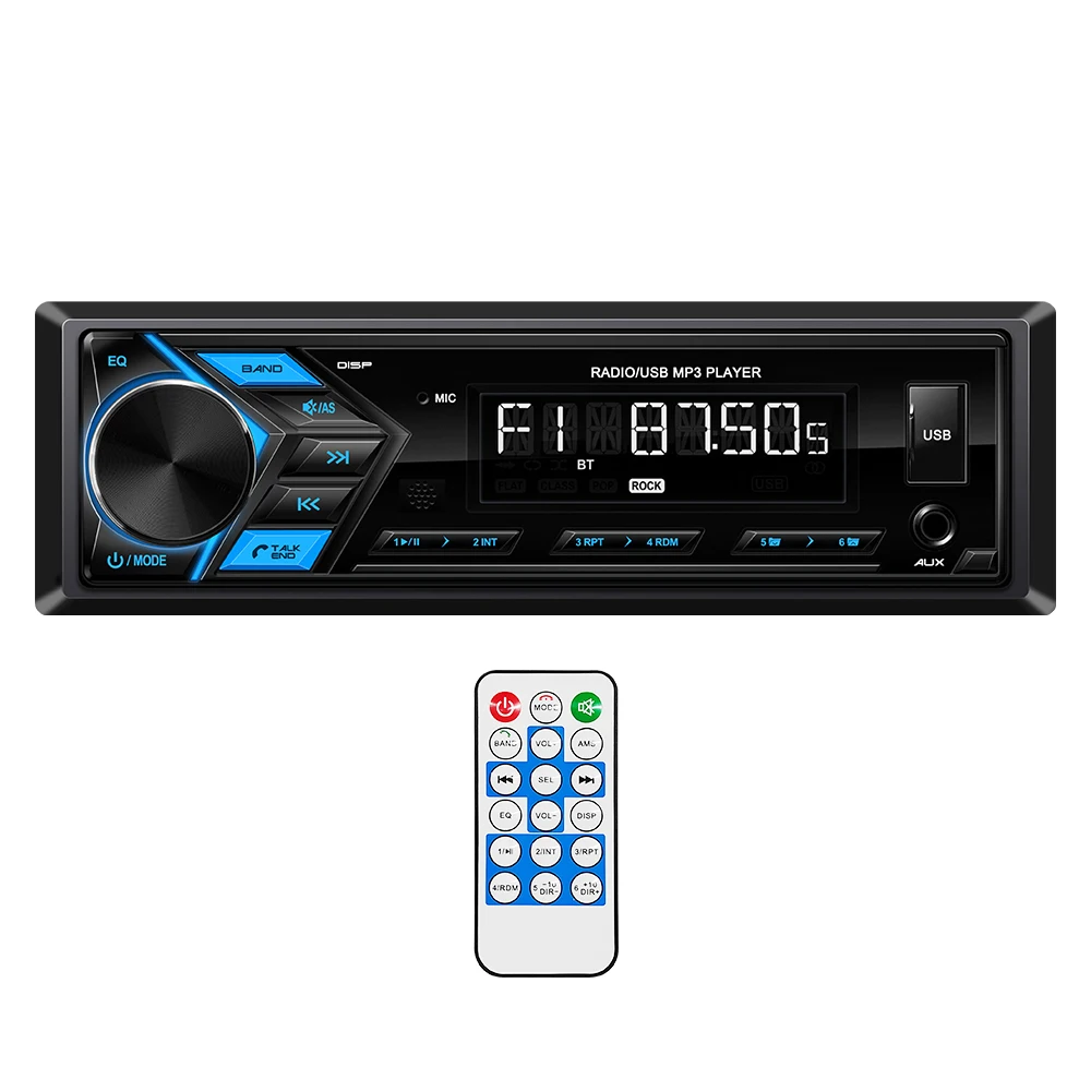 Auto-MP3-Player, abnehmbares Panel, 1 DIN, USB, FM-Radio-Tuner mit LED-Segment-Displays, AUX-Eingang, USB, Bluetooth, Telefon/Fernbedienung